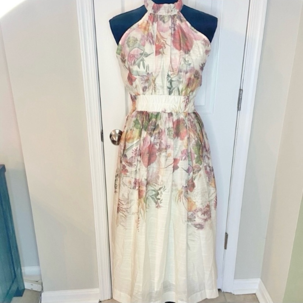 DALIA MACPHEE Floral Halter Dress Size Large New with Tags